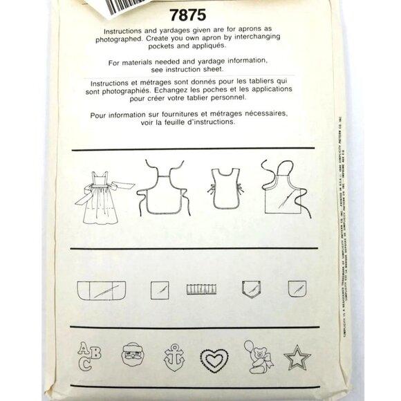 Simplicity 7875 Kids Apron Sewing Pattern One Size - Picture 2 of 2